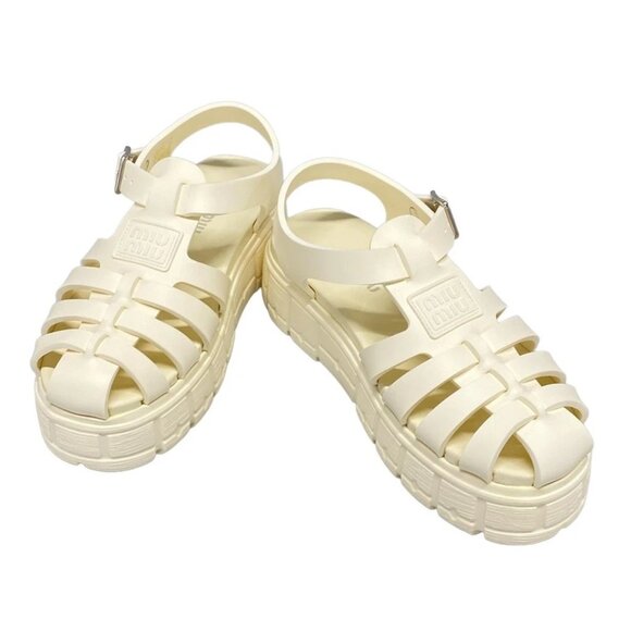 miumiu - Cream EVA(Synthetic resin) Women's Sandals 383-081325 - Picture 2 of 9